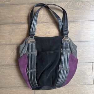 Tignanello purple and black patchwork bag